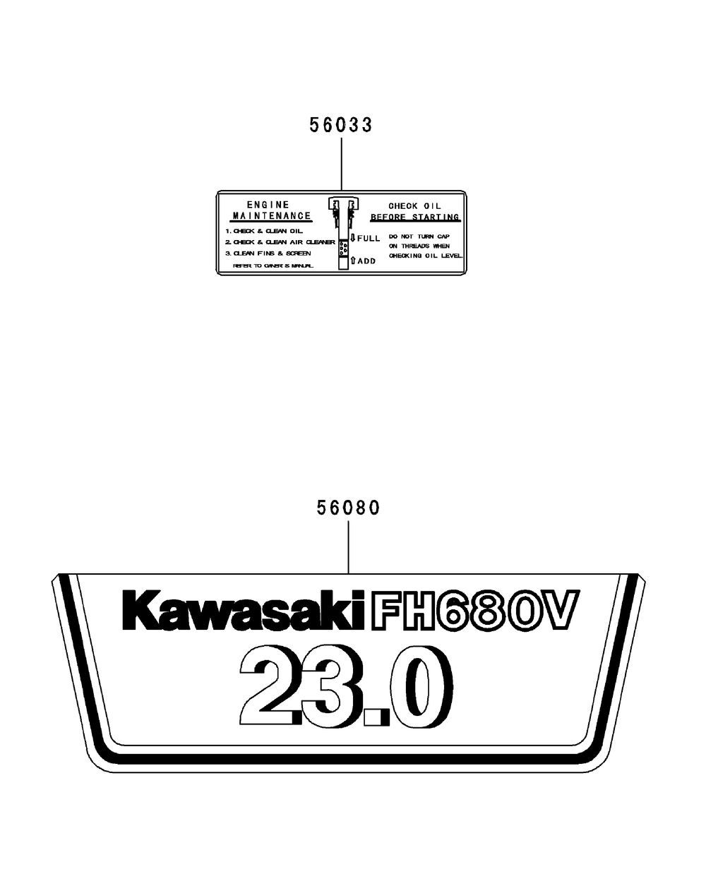 Fh680v-Hs07 Label Diagram and Parts List for ENFORCER54 53AI3AGT750-23HP Cub Cadet Lawn Tractor